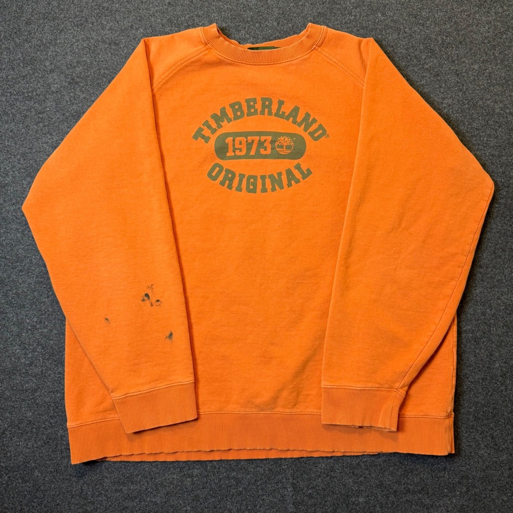 Vintage Timberland Sweatshirt Mens XXL Orange 1973 Original Raglan Pullover